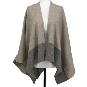 Anthropologie Saturday Sunday Creme Grey Colorblock Drape  Shawl OS